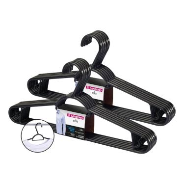 Imagem de Cabides Sanremo Roupa Organizador Adulto Preto - 10 Unidades