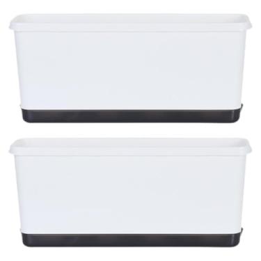 Imagem de IEUDNS 2x Plantador de caixa de janela vaso de flores com orifícios de drenagem Acessórios versáteis Potão de planta auto -rega para jardim leve, Branco