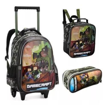 Imagem de Escolar Mochila Com Rodinhas Lancheira Estojo Meninos - DENLEX