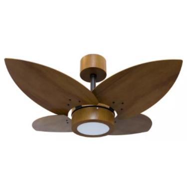 Imagem de Ventilador Teto Luxo Madeira 4 Pás Imbuia + Controle 110v Led 3000k Br