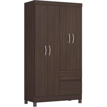 Imagem de Guarda Roupa Demóbile Lotus solteiro infantil 4 portas 2 gavetas Café 