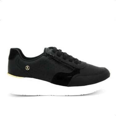 Imagem de Tenis Feminino Kolosh Plataforma Anabela Upper Macio Leve, 37, Preto