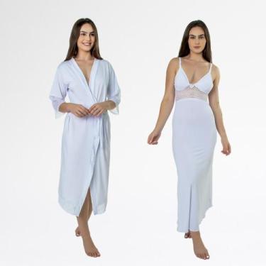 Imagem de Kit Robe Noiva Roupão Camisola Amamentação Longa Maternidade - ALTIE, 