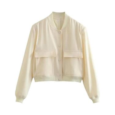 Imagem de Jaqueta Bomber Feminina com Decote V - Manga Comprida e Bolsos - Estil