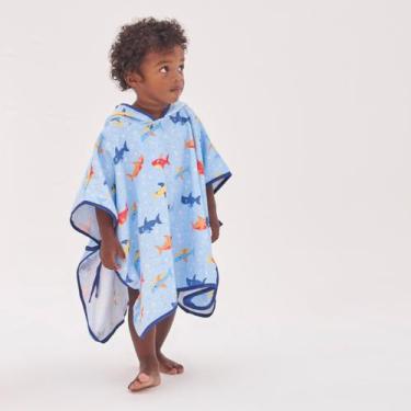 Imagem de Toalha Poncho Infantil com Capuz Baby Joy, Tubarão