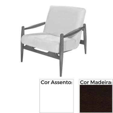 Imagem de Poltrona Mh-3710 Herval Madeira Imbuia Assento Estofado Branco G3