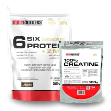 Imagem de Kit 6 Six Protein c/ZMA 2kg + 100% Creatina 500g - BODYBUILDERS (Chocolate)