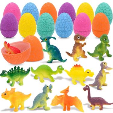 Imagem de Pacote de 12 ovos de Páscoa pré-cheios com brinquedos Kiddelo Dinosaur