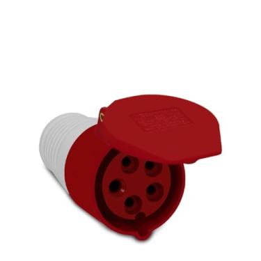 Imagem de Tomada Industrial de Acoplamento Pendente 380Vca Vermelho 32A 6H 3P+N+T