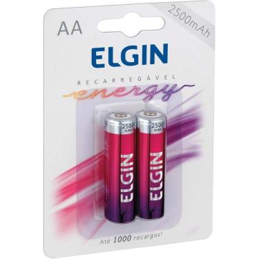 Imagem de Pilha Recarregável Pequena AA 2500mah 1.2v c/02 - Elgin