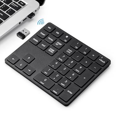 Imagem de havit Teclado numérico sem fio para laptop, totalmente compatível com Mac OS, iPad, Windows e dispositivos Android – Teclado numérico recarregável de 34 teclas de 2,4 G