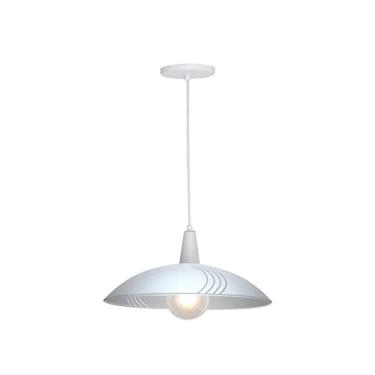 Imagem de Lustre Pendente Vitro Redondo 40Cm Branco Linhas