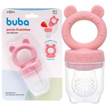 Imagem de Porta Frutinhas Em Silicone Com Mordedor Infantil 6m+ Buba, Rosa Ursin