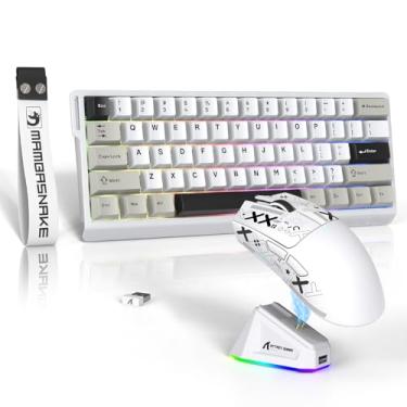 Imagem de ATTACK SHARK Conjunto de mouse X11 e teclado X60 HE sem fio, interruptor magnético, taxa de sondagem de 8K, efeito Hall, acionamento rápido, sensor óptico PAW3311, DPI de 22K, branco leve