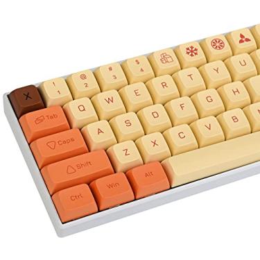 Imagem de XDA PBT, 136 teclas, conjunto de teclas de sublimação de tinta amarela para teclas Cherry / Gatron MX 60% / 68/GK61 teclado mecânico para jogos (amarelo Lightning)