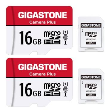 Imagem de Gigastone Pacote com 2 cartões micro SD de 16 GB, câmera Plus 85 MB/s, vídeo Full HD, cartão de memória U1 C10 Classe 10 Micro SDHC UHS-I, com adaptador MicroSD para SD