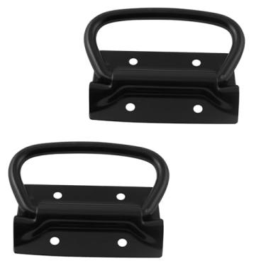 Imagem de LQ Industrial 2 peças de alças dobráveis com mola de retorno automático 100 x 86 mm caixa de ferramentas de metal preto puxador de transporte para armários de cárter escotilhas equipamentos de medição