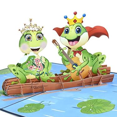 Imagem de Teabug Cards Frog Prince Serenata Cartão de aniversário pop-up, cartão da amizade, cartão de dia dos namorados, cartão de aniversário infantil, todas as ocasiões