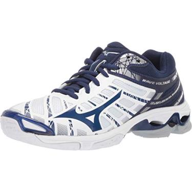 Imagem de Mizuno Tênis feminino Wave Voltage para quadra, Branco - azul-marinho, 8