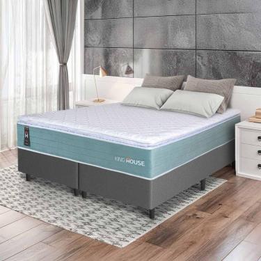 Imagem de Conjunto Box Cinza Lagos Verde Molas Ensacadas Queen 158x198x66 - King House