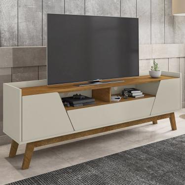 Imagem de Rack Para Tv Até 70 Polegadas 2 Portas 1 Gaveta 2 Nichos Decor Móveis Bechara Off-white/naturalle