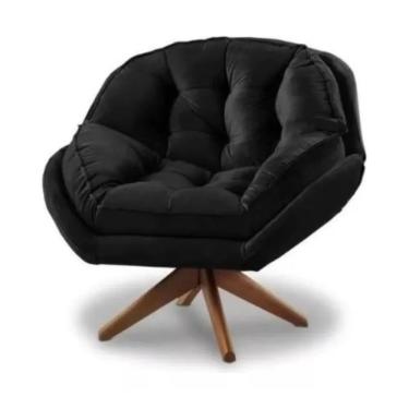 Imagem de Poltrona Decorativa Califórnia Com Base Giratória Veludo - Ssx Multicoisas Cor Preto