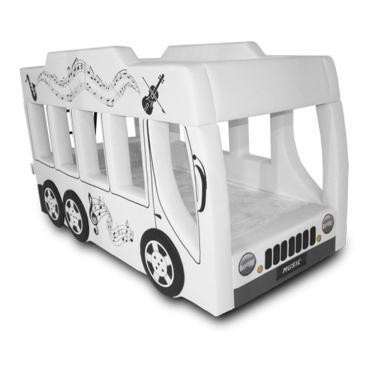 Imagem de Beliche Music Solteiro Estofada - Cor Branca Tamanho:solteiro