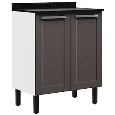 Imagem de Balcão Duplo Itatiaia Florença Com 2 Portas E 2 Prateleiras Branco Com Grafite