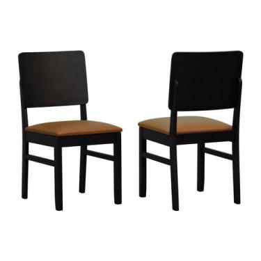 Imagem de Kit 2 Cadeiras Quéops Madeira Maciça Encosto Anatômico Assento Estofad