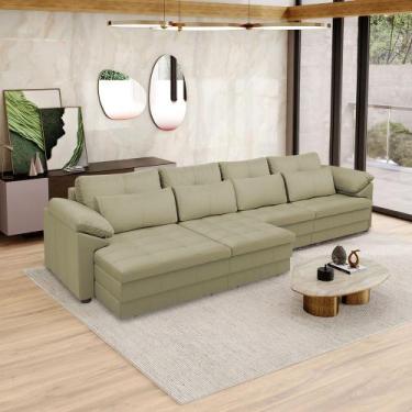 Imagem de Sofá Retrátil Manual Sala de Estar Nolan Bipartido 379cm Conforto Prem