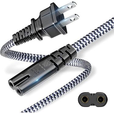 Imagem de RIKSOIN Cabo De Alimentação, Curto 2 Pinos, 16,4 Pés/5 M, Ca 7A 125 V 18 Awg, Adaptador Elétrico, Pinos Substituição Para Ps5, Ps4, Ps3, Console Jogos, Impressora, Monitor, Alto-Falante, Hdtv