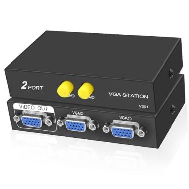 Imagem de XMSJSIY Caixa De Comutação Vga 2 Em 1 Saída, Divisor Áudio E Vídeo, Monitor Duplo, 1080P, Seletor Porta, Adaptador Com Suporte Para Vga, Xvga, Svga, Uxga Pc, Projetor, Tv