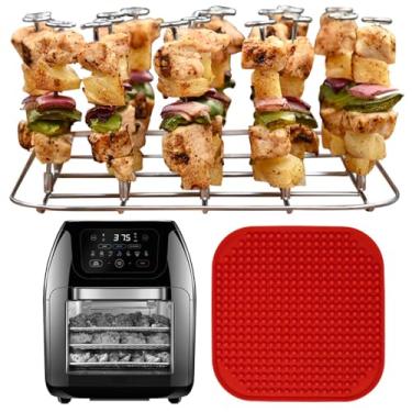 Imagem de INFRAOVENS Suporte Para Fritadeira A Ar Chefman Digital Multifuncional Xl 10 L, Acessórios De Aço Inoxidável Rj38-1 Espeto E Costela Com Revestimento Silicone