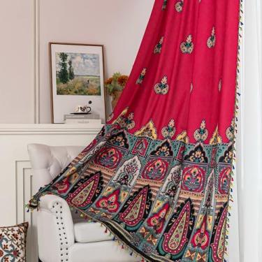 Imagem de Erbnaryx Cortinas florais Boho French Country Farmhouse Cortinas de 203 cm de comprimento com filtro de luz para janela com bolso para varão para sala de estar, 2 painéis