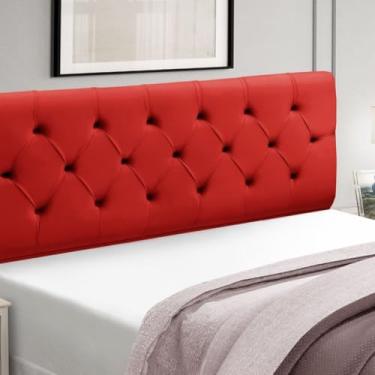 Imagem de Cabeceira Estofada para Cama Box Solteiro Realeza, Veludo, Madeira de Eucalipto (Vermelho)
