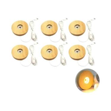 Imagem de Suporte De Lâmpada De Luz Noturna Bola De Cristal Base De Madeira Maci