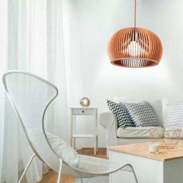 Imagem de Kit 3 Iluminaria De Teto Pendente Rustico Em Madeira MDF Sala Jantar C