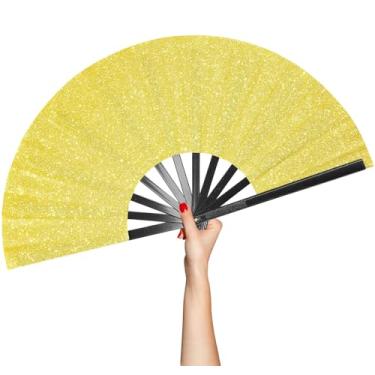 Imagem de BAICFQUK Ventilador de mão dobrável grande para rave, ventilador de estourar ventiladores para dança em linha, grandes fãs de palmas, botas dobráveis no chão, ventilador para uso ao ar livre