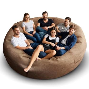 Imagem de Cadeira de pufe para adultos de 2,5 m, poltrona macia para quarto de adolescentes e meninas, bolsa de feijão redonda confortável e fofa para crianças removíveis, capa de sofá para cadeira de leitura