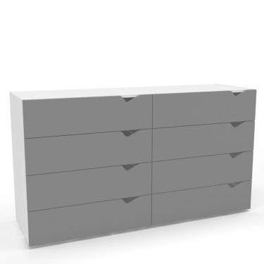 Imagem de Cômoda Porto 8 Gavetas Branca e Cinza