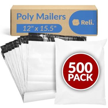 Imagem de Reli. Envelopes de poliéster 30 x 39 cm | 500 peças por atacado | Envelopes de envio/bolsas de envio | Sacos de embalagem brancos para envio | Polymailers não acolchoados, sacos de correio autoselantes para roupas, volume (branco)