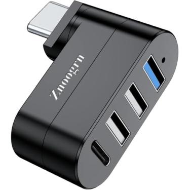 Imagem de Hub USB C 3.0 de 4 portas [rotação de 90°/180°], divisor tipo C com 3 portas USB-A e porta de alimentação 1 C, extensor USB-C compatível com laptop, iMac, MacBook Air, MacBook Pro e mais