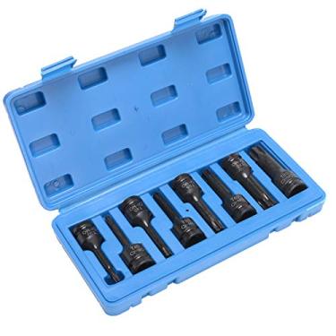 Imagem de Conjunto de soquete HELAKLS de 3/8" Drive Allen Hex Bits, métrico 4-12MM 7 peças Cr-Mo uma peça estrutura impacto soquete mão ferramentas para homem, Preto, Torx T30-T80 1/2 drive 8-Piece