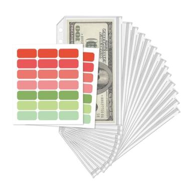 Imagem de LXWHYP 16 peças de bolsas de envelope A6, inserções de fichário com zíper A6 para sistema de envelope de dinheiro com 6 anéis, envelopes transparentes para economizar dinheiro e orçamento, com 42