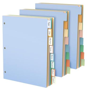 Imagem de SUNQEBO 3 divisórias de fichário com abas, 24 peças/3 conjuntos de divisórias de arquivo de plástico durável, 8 divisórias de perfuração de 3 furos, tamanho carta, 3 conjuntos para documentos de