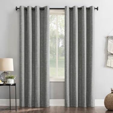 Imagem de Sun Zero Painel de cortina blackout 100% blackout com trama térmica de serapilheira Brooks 132 x 160 cm, cinza