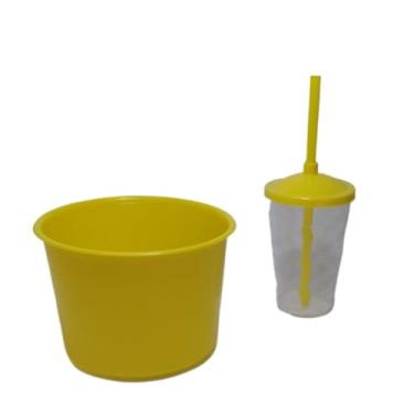 Imagem de Kit 30 Cinema Cristal Balde Pipoca 1,5L + Copo Twister 400ML - festas - aniversário - Lembrancinhas (AMARELO/CRISTAL)