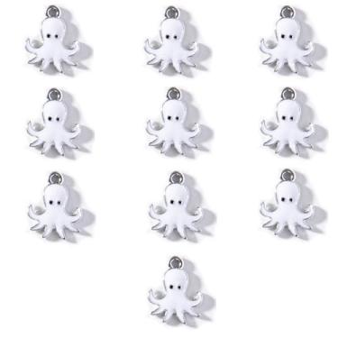 Imagem de Gierzijia 10 peças de pingentes de polvo para fabricação de joias, pingentes de polvo de desenho animado esmaltado para brinco, colar, pulseira, chaveiro, suprimentos de artesanato, acessórios para