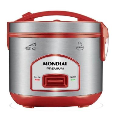 Imagem de Panela Eletrica De Arroz Mondial Inox Red 500w Faz 6 Xicaras 110V