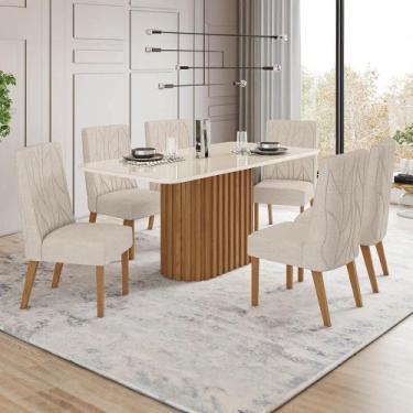 Imagem de Conjunto Mesa de Jantar Solana com Vidro e 6 Cadeiras Eloá Henn - Natu